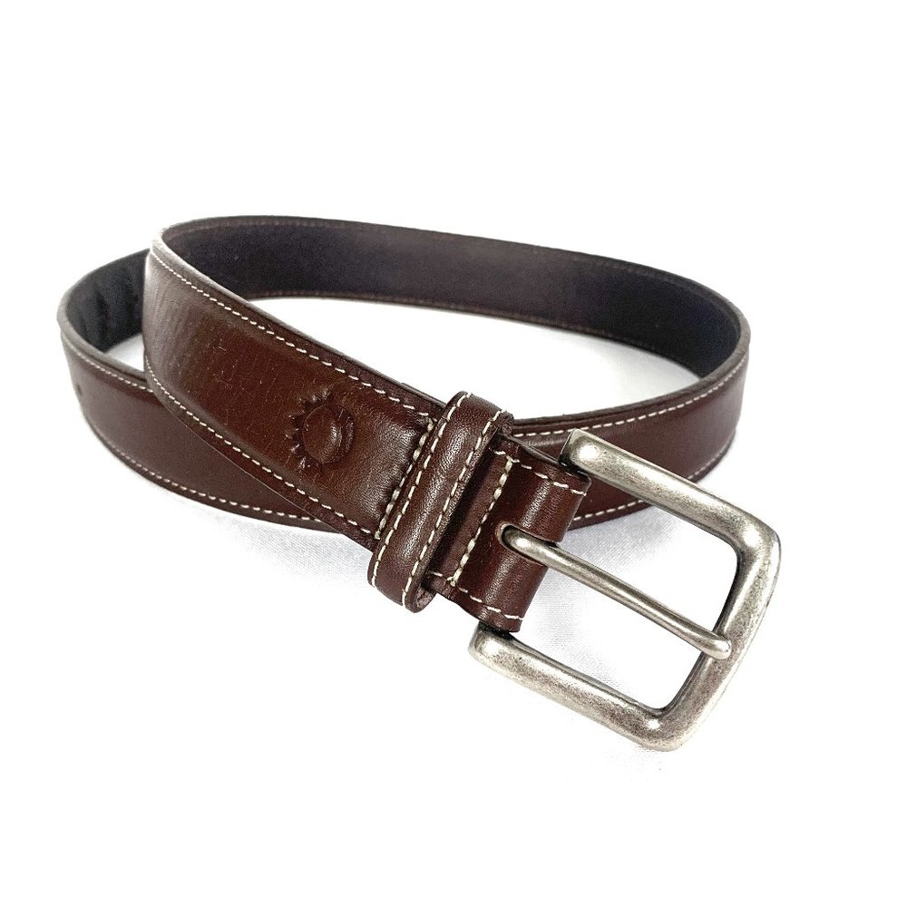 Classic Thick Genuine Brown Leather Belt - Size Medium